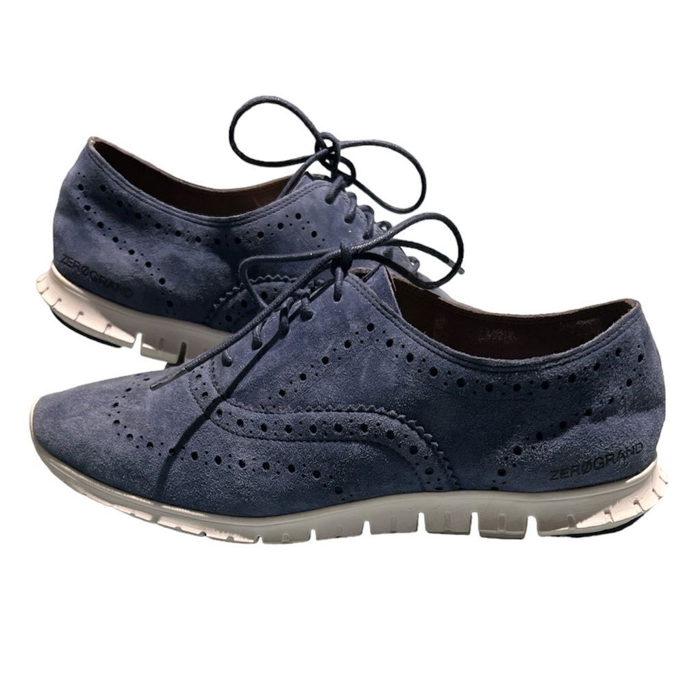 Cole haan zero grand wingtip Blue Suede Oxford sneakers Size 9 B51‎